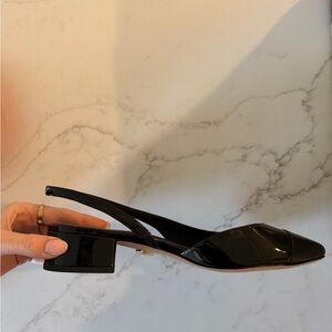 Veronica Beard Cecile Leather Cap-Toe Slingback